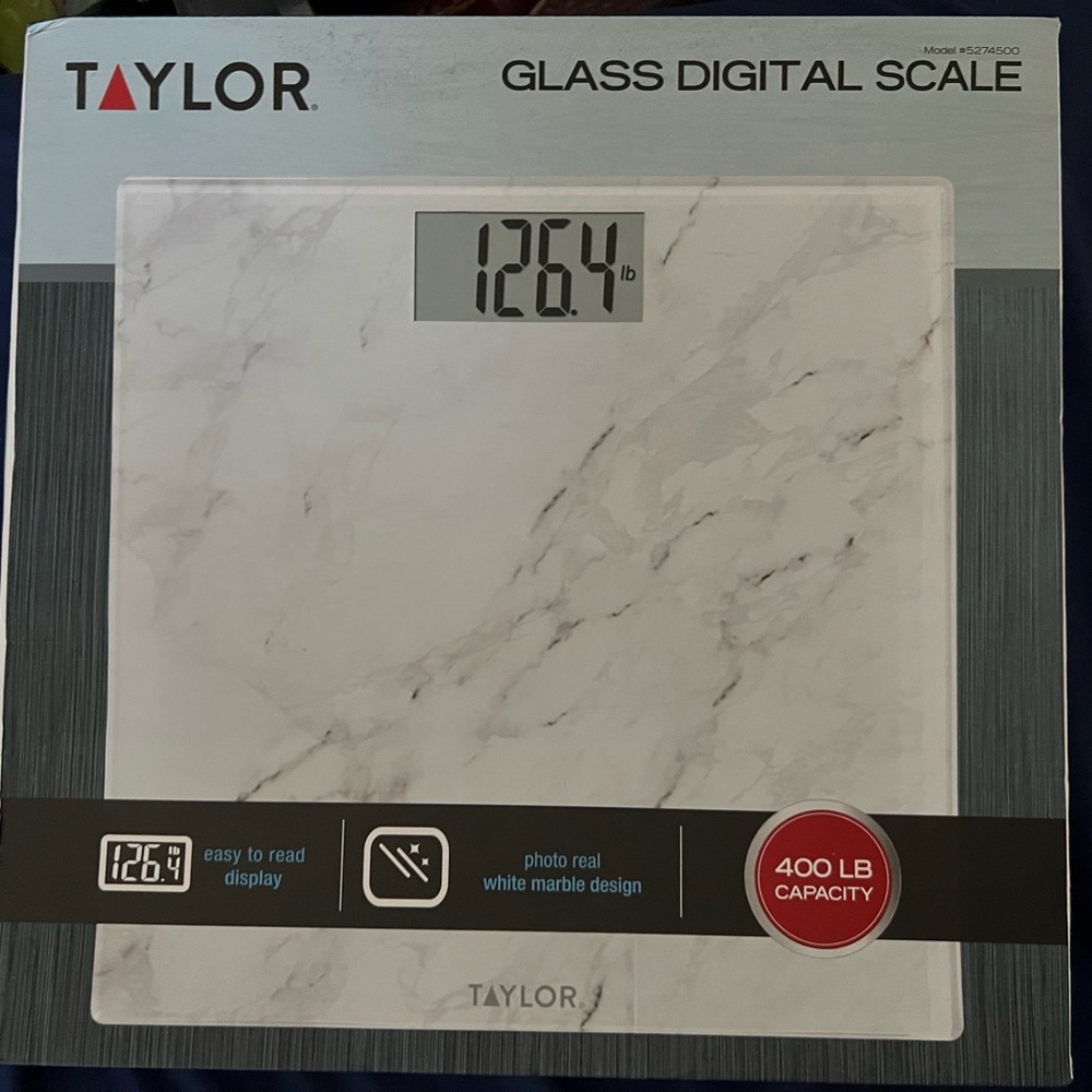 🌟 Taylor Glass Digital Scale - Marble White NIB 🌟